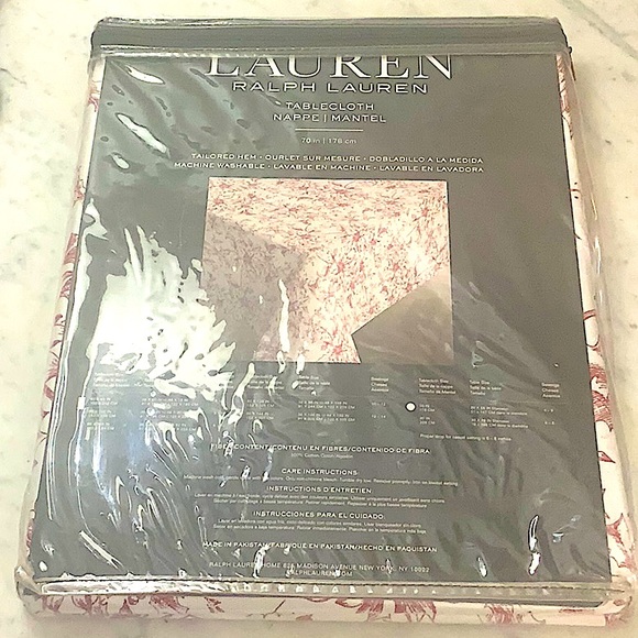 RALPH LAUREN TABLECLOTH NAPPE RED WHITE POINSETTIA ROUND NWT COTTON 70 - Picture 6 of 7